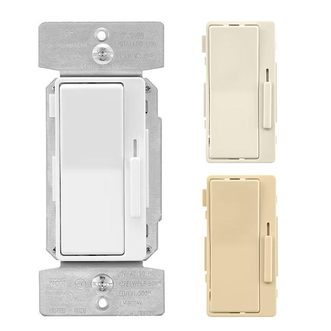 Eaton Universal-Dimmer für 1-polige/3-Wege-LED-Dekorationslichter, Weiß/Helle Mandel/Elfenbein