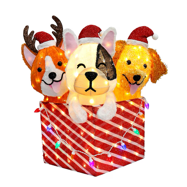 Holiday Living 2.5-ft LED Dogs in Giftbox Decoration