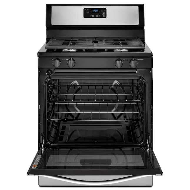 Whirlpool 30-in 4 Burners 5.1-cu ft Freestanding Natural Gas Range (Stainless Steel)