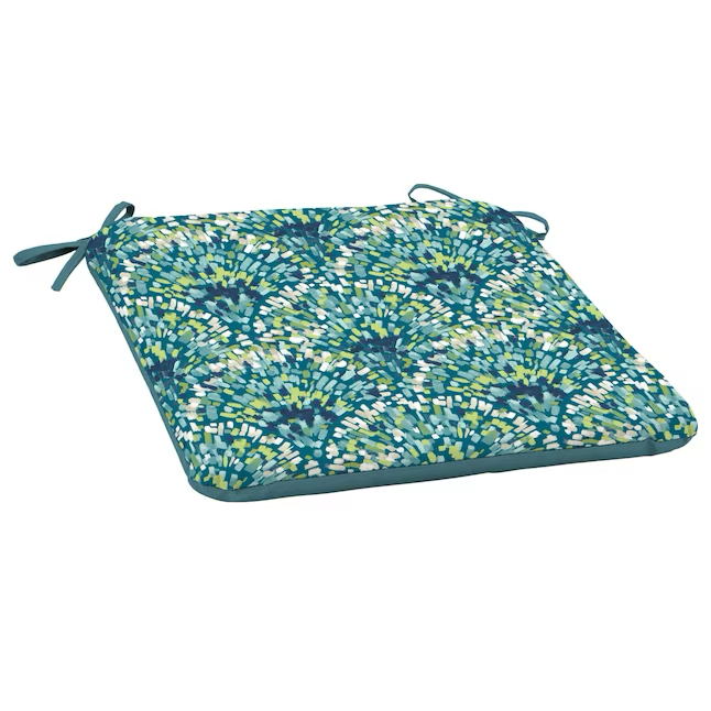 Style Selections 18-in x 19-in Teal Waves Patio Chair Cushion