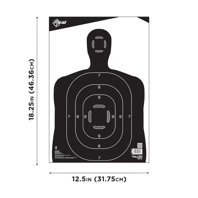 EZ Aim Birchwood Casey Silhouette Shooting Targets, 12.5x18.25 Inches, 100-Pack - Improve Accuracy and Challenge Yourself at the Range