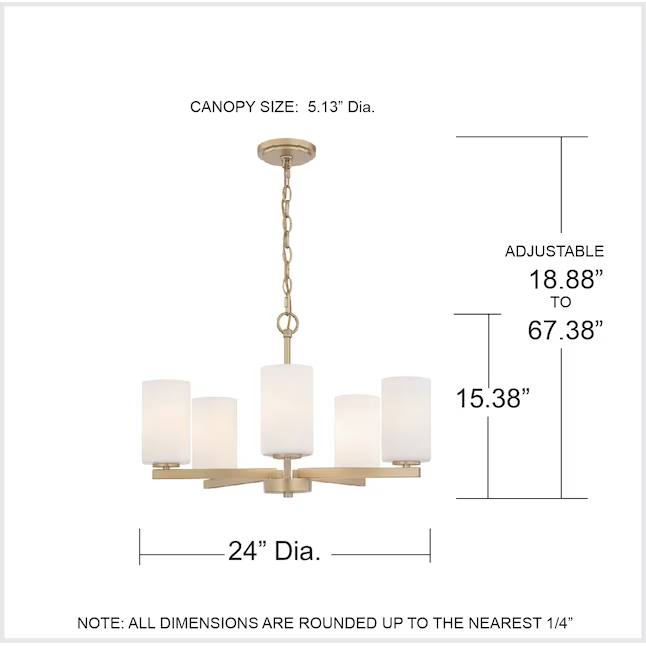 Quoizel Vista 5-Light Nouveau Gold Modern/Contemporary Damp Rated Chandelier