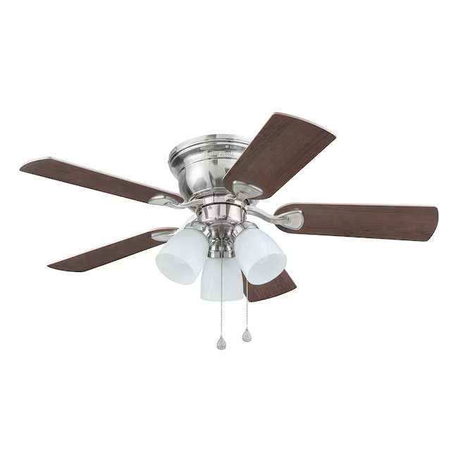 Harbor Breeze Centreville 42-in Brushed Nickel Indoor Flush Mount Ceiling Fan with Light (5-Blade)