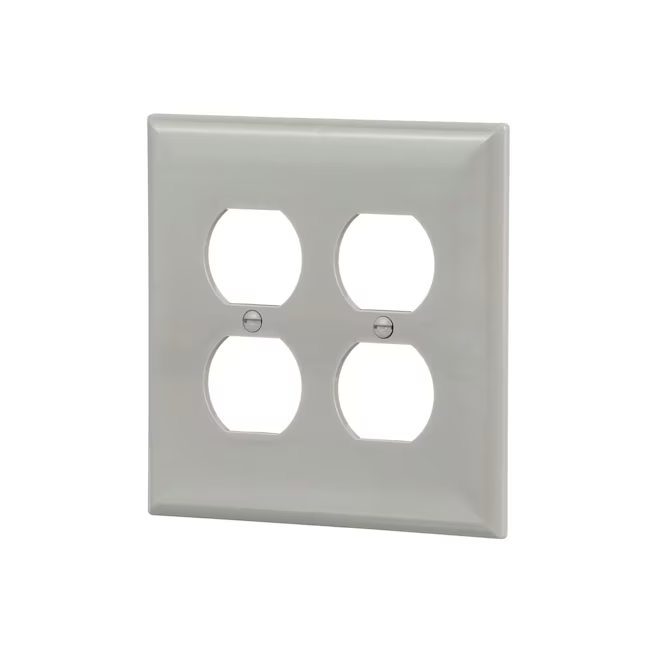 Eaton 2-Gang Midsize Gray Polycarbonate Indoor Duplex Wall Plate