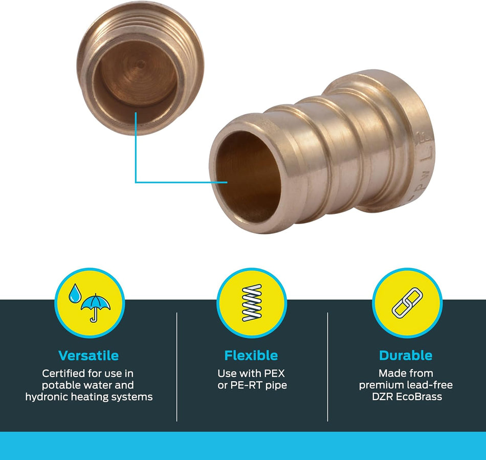 SharkBite Tapón de engarce de latón de 1/2 pulg.