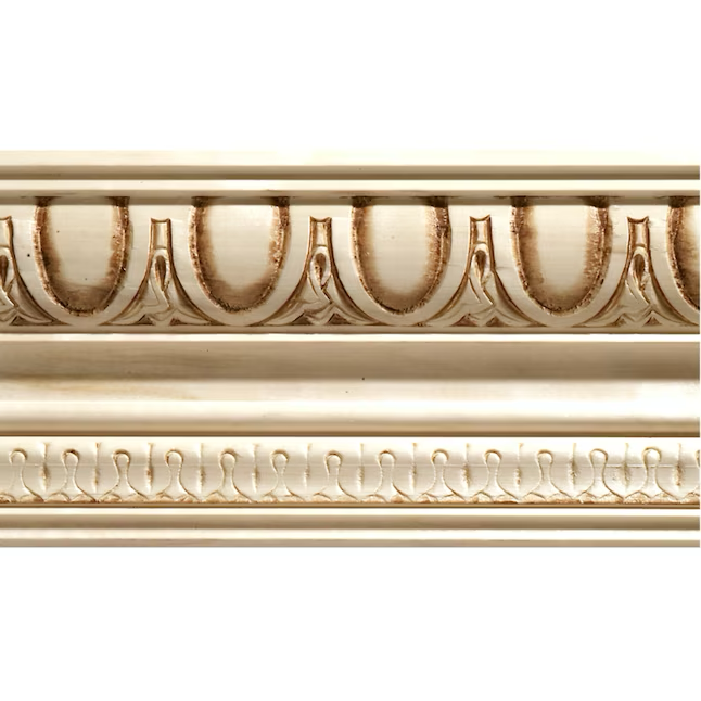 EverTrue 8-ft White Hardwood Finished Egg and Dart 1687A Crown Moulding