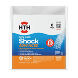 HTH Swimming Pool Advanced Shock - Choque de cloro 4 en 1 para piscinas de sal y cloro - Paquete de 6, 16 oz. Bolsas