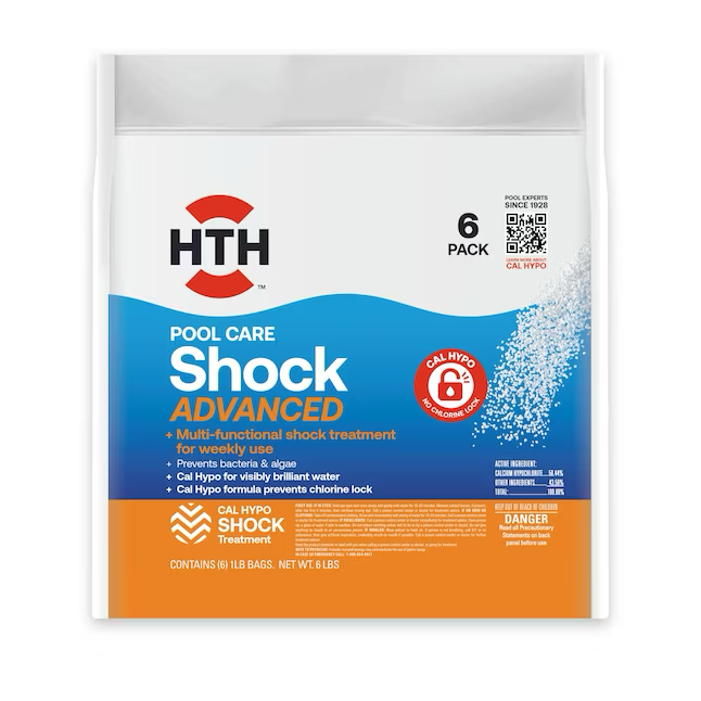 HTH Swimming Pool Advanced Shock – 4-in-1-Chlor-Schock für Salz- und Chlorpools – 6er-Pack, 16-oz-Beutel