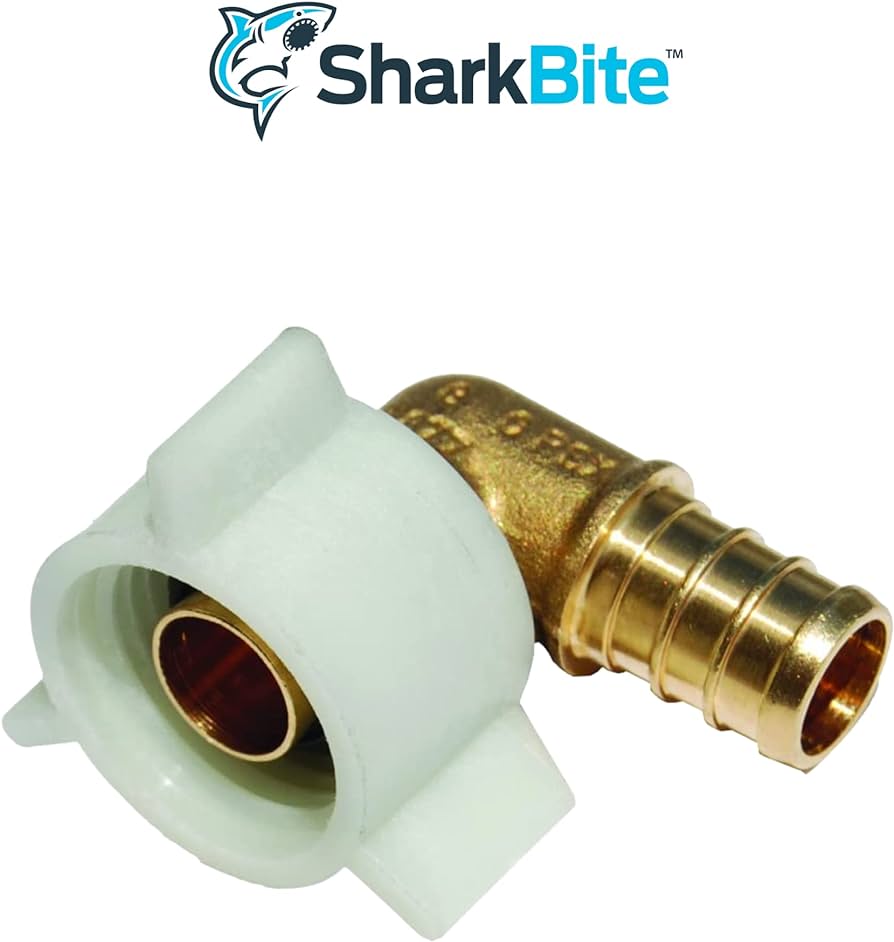 SharkBite 3/8 in. x 1/2 in. NPSM Brass Crimp Swivel Elbow