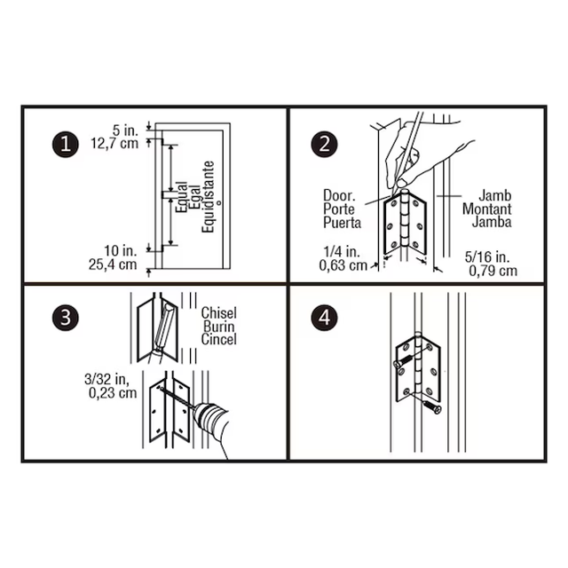 RELIABILT 3-1/2-in H x 5/8-in Radius White Security Interior Door Hinge (3-Pack)