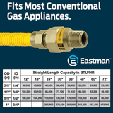 Eastman Conector de gas de acero inoxidable con entrada Mip de 48 pulgadas y 1/2 pulgadas x salida Mip de 1/2 pulgadas 