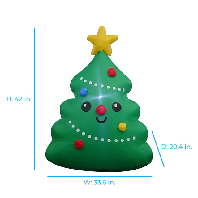 Holiday Living 3.5-ft LED Smiling Christmas Tree Christmas Inflatable