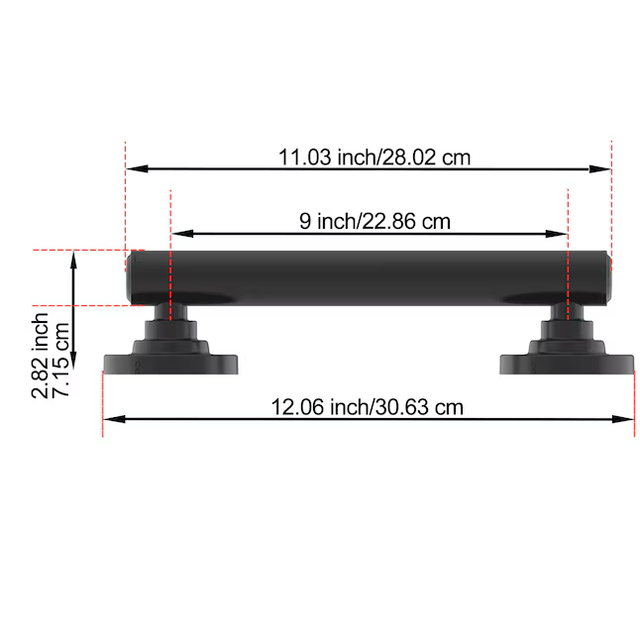 Barra de apoyo Townley de 9 pulgadas para montaje en pared, de Allen + Roth, color negro mate, compatible con ADA (capacidad de peso de 500 lb)