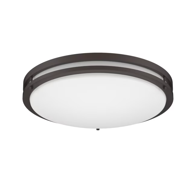 Project Source 1-Light 17-in Bronze LED Flush Mount Light