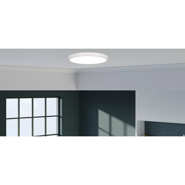 Project Source Adjustable Color Temperature 1-Light White LED Flush Mount Light