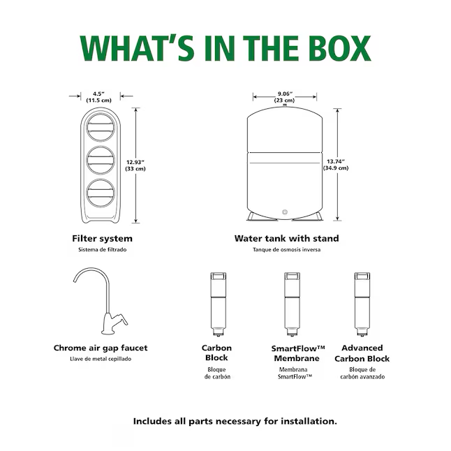 A.O. Smith High- Efficiency with SmartFlow Technology Mechanical Filtration Reverse Osmosis Filtration System