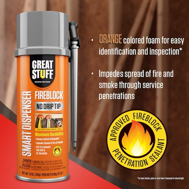 GREAT STUFF Fireblock 12-oz Smart Dispenser Indoor/Outdoor Spray Foam Insulation