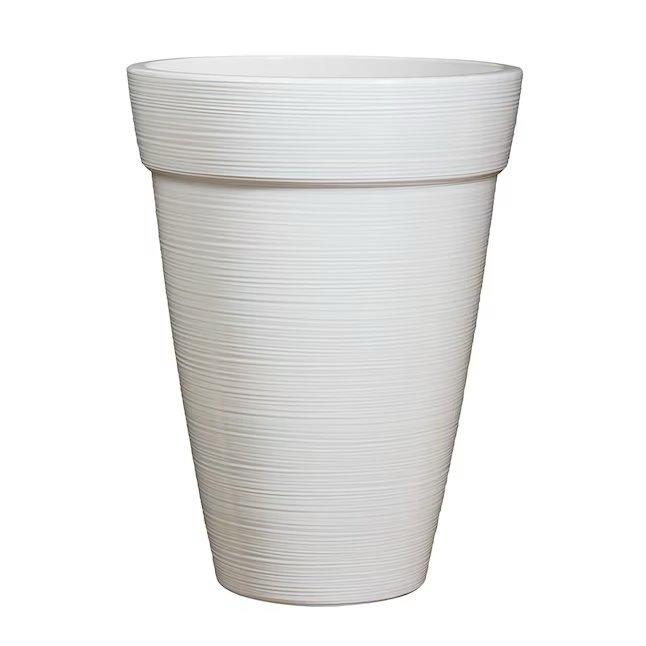 allen + roth Round 15.79-Inches W Large White Resin Indoor/Outdoor Planter