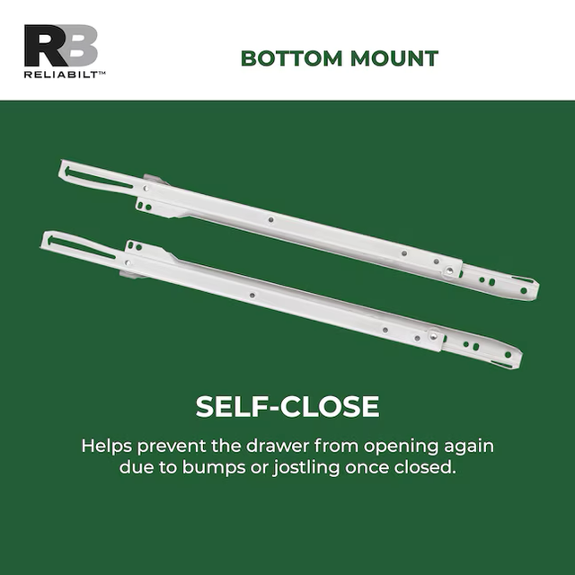 RELIABILT 12-in 3/4 Extension Self-closing Bottom Mount European 50-lb Load Capacity White Drawer Slide 1-Pair (2-Pieces)