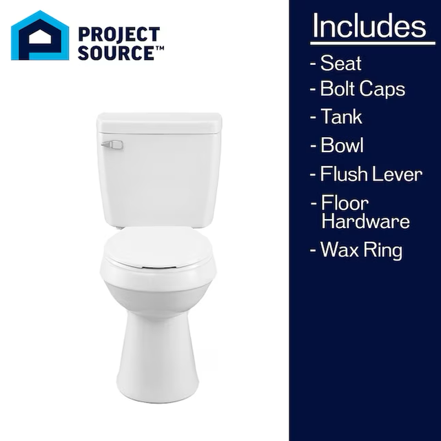 Project Source  Pro-Flush White Round Chair Height 2-piece WaterSense Toilet 12-in Rough-In Size (Ada Compliant)