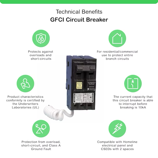 Square D Homeline 50-amp 2-Pole Gfci Circuit Breaker