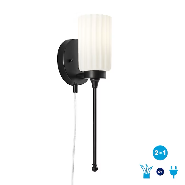 Kichler Thelma Aplique de pared negro mate con 1 luz de 5 pulgadas de ancho