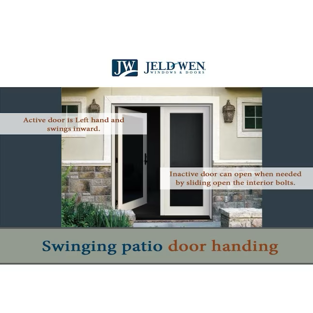 JELD-WEN 60-in x 80-in Low-e External Grilles Primed Steel French Left-Hand Inswing Double Patio Door