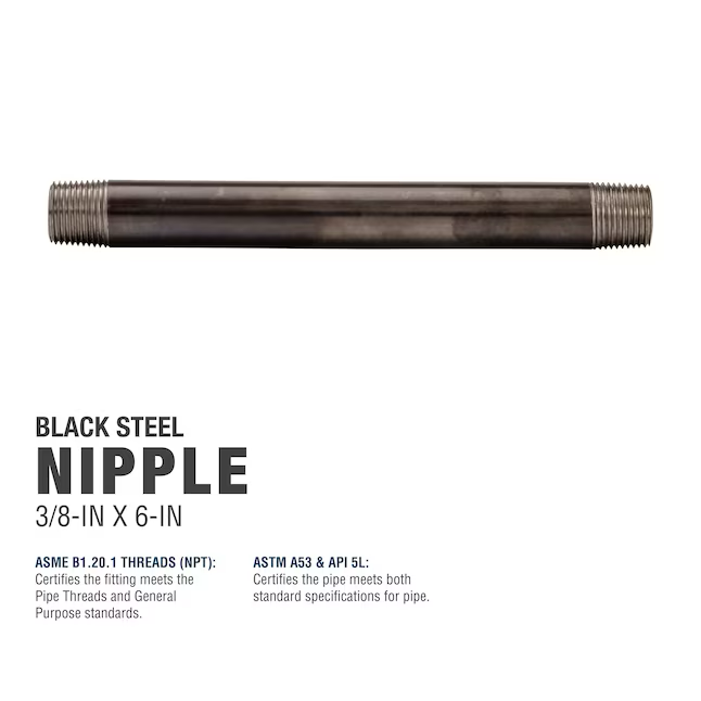 RELIABILT 3/8-in x 6-in Black Nipple