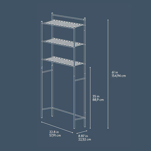 Style Selections 22.8-in x 61-in x 8.88-in Satin Nickel 3-Shelf Over-the-Toilet Storage