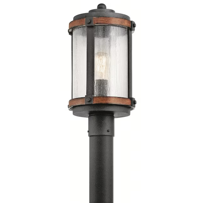 Kichler Barrington - Poste de luz rústico para exteriores, madera y negro envejecido, 17,88 pulgadas