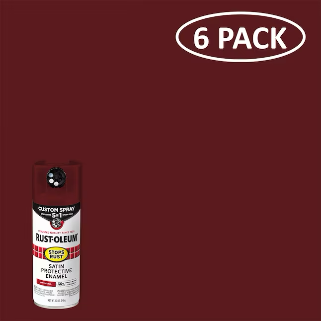 Rust-Oleum Stops Rust Custom Spray 5-in-1 6er-Pack Satin Heritage Red Sprühfarbe (Nettogewicht: 12 oz)