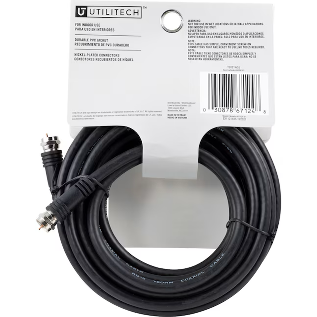 Utilitech 15-ft Rg6 Black Coaxial Cable