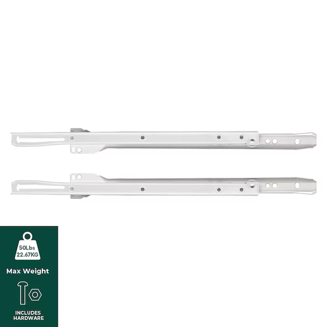 RELIABILT 12-in 3/4 Extension Self-closing Bottom Mount European 50-lb Load Capacity White Drawer Slide 1-Pair (2-Pieces)