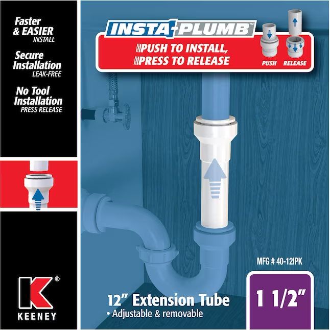 Tubo de extensión de plástico Keeney Insta-Plumb de 1-1/2 pulgadas 