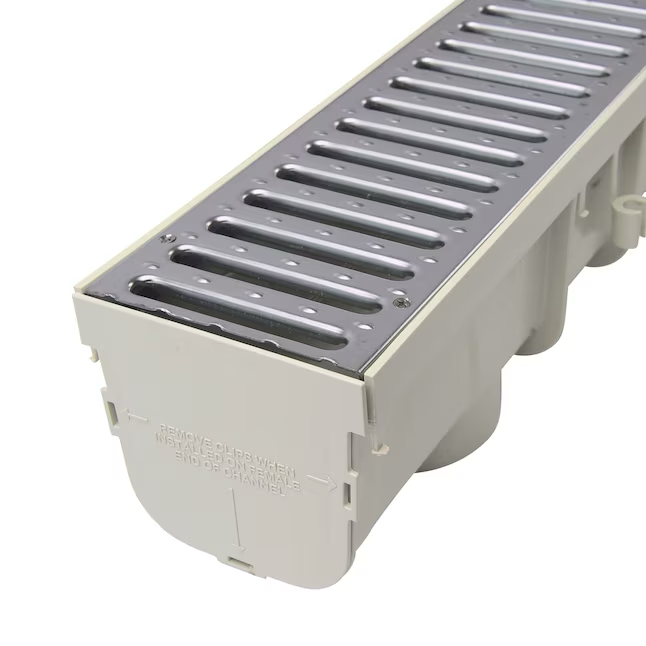 NDS 5 in. Pro Channel Drains and Grates 40-in L x 5-in W x dia Drain (Light Gray/Galvanized Steel)