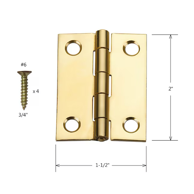 Bisagra para puerta interior/exterior embutida dorada de 2 in de alto RELIABILT (paquete de 2)