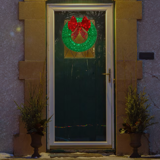 Holiday Living 3-ft LED Green Christmas Wreath with Red Bow