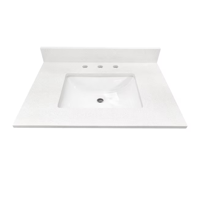 Allen + Roth Meridian 31-in White/Polished Engineered Marble Undermount Single Sink 3-Hole Bathroom Vanity Top