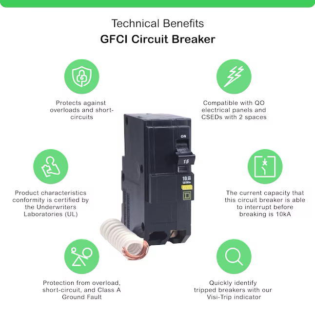 Square D QO 60-Amp 2-Pole GFCI Circuit Breaker