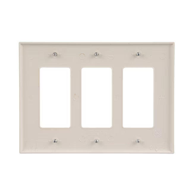 Eaton 3-Gang Midsize Light Almond Polycarbonate Indoor Decorator Wall Plate