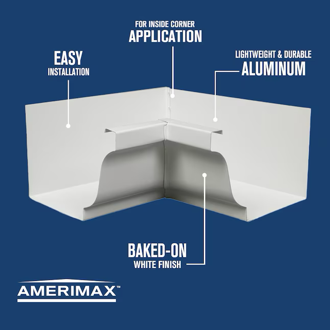 Amerimax 5 x 7,5 Zoll weiße Dachrinne im K-Stil, Innenecke 