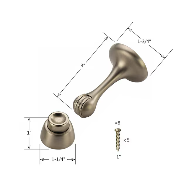 RELIABILT 3-Zoll-Türstopper mit Wandschutz aus satiniertem Nickel