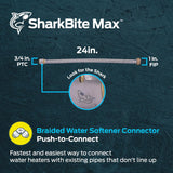 SharkBite Max 3/4 in. x 1 in. FIP Brass Push Braided Water Softener Connector (24 in. Length)