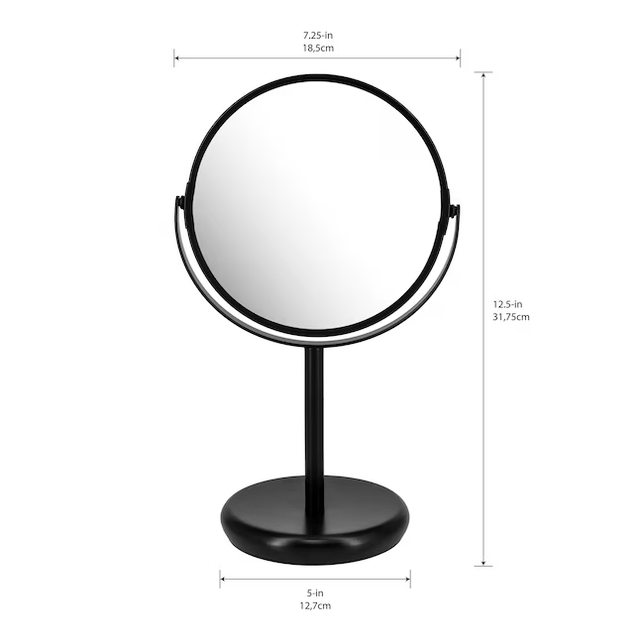 allen + roth 5-in x 12.5-in Matte Black Double-sided 5X Magnifying Freestanding Vanity Mirror