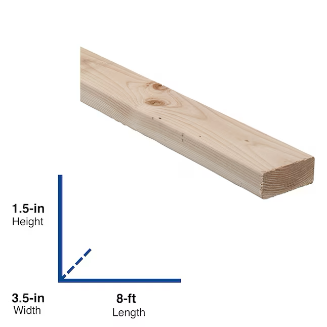 Perno secado en horno de abeto, pino y abeto de 2 x 4 x 96 pulgadas