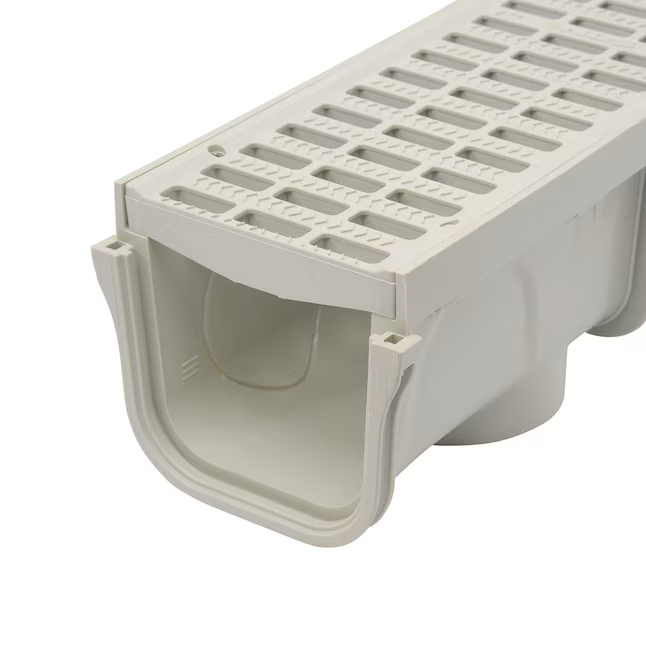 NDS 5 in. Pro Channel Drains and Grates 40-in L x 5-in W x dia Drain (Light Gray)