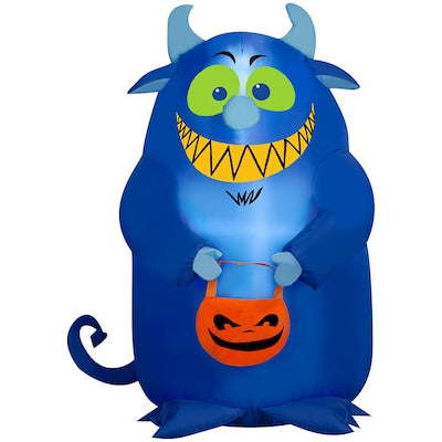 Monstruo inflable de caramelo azul con luces LED de 4,5 pies de Haunted Living