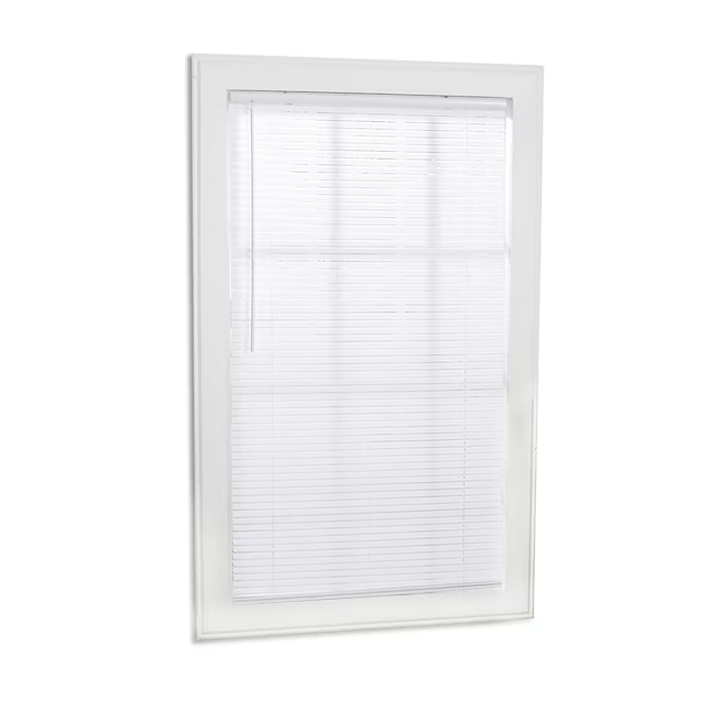 Project Source Light Filtering 1-in Slat Width 35-in x 64-in Cordless White Vinyl Light Filtering Mini-blinds