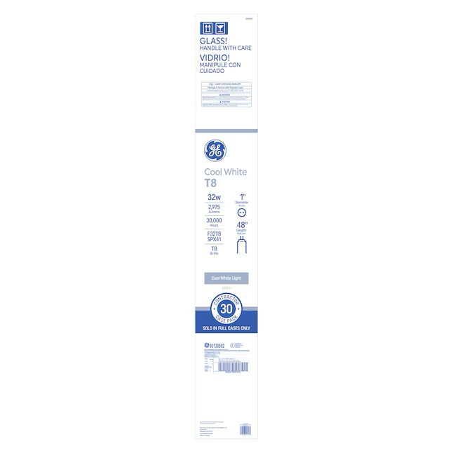 GE 32-Watt EQ T8 Cool White Medium Bi-pin (t8) Fluorescent Light Bulb (30-Pack)