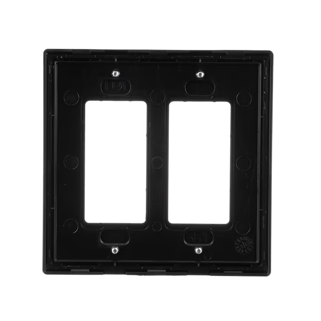 Eaton 2-Gang Midsize Black Polycarbonate Indoor Decorator Wall Plate